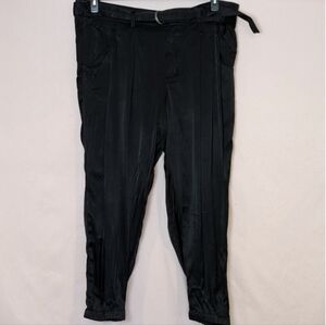 Gap Satin Black Belted Trousers with Pockets size 20